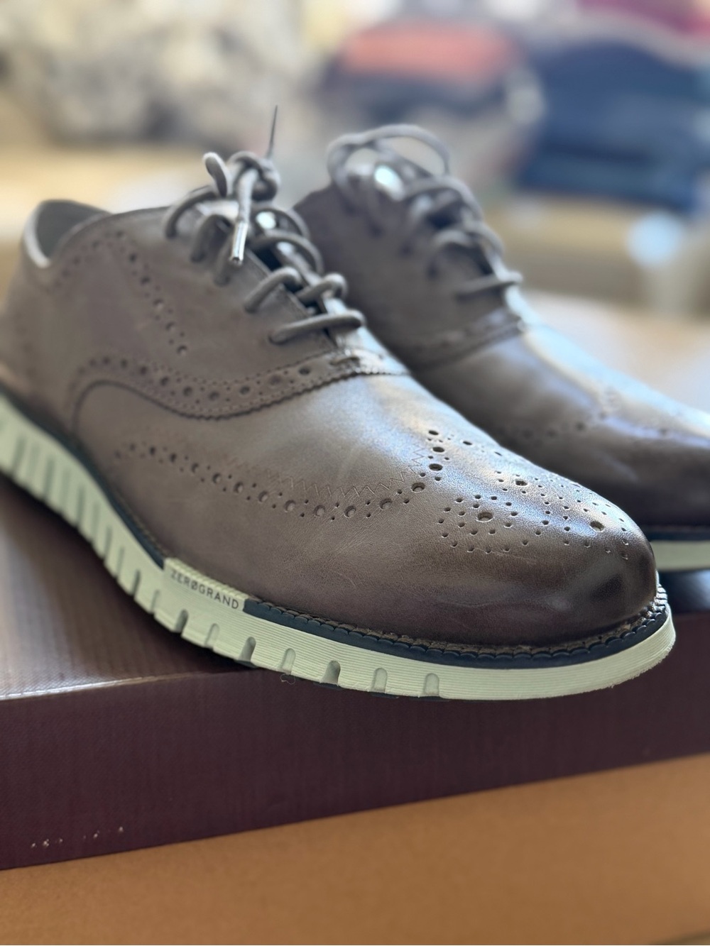 Cole Haan Brown Wingtip Oxfords with White Sole